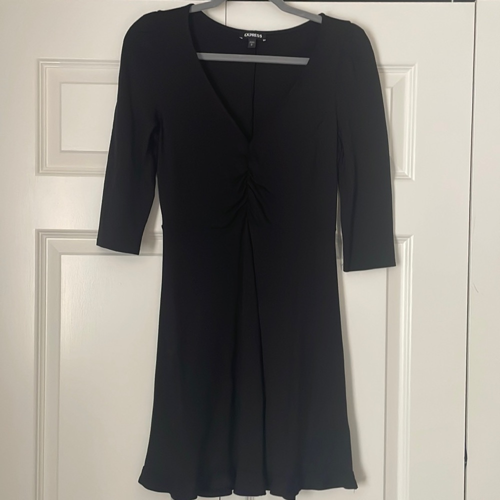 Express slip on little black dress with ruffle bottom (like new, soft material)